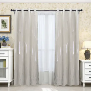 Beige Silver Foiled Custom Blackout Curtain