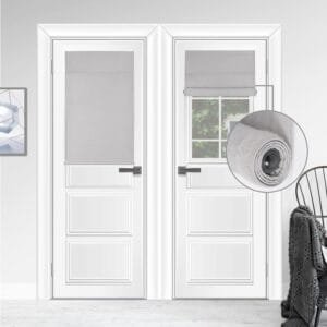 gray hook-and-loop blackout curtains on doors and windows