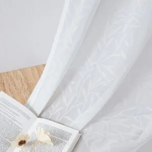 Leaves Pattern White Sheer Curtains