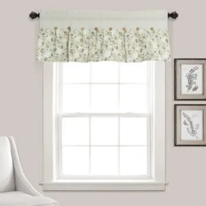 Two-Tone Buttoned Kitchen Curtains Printed Café Curtains