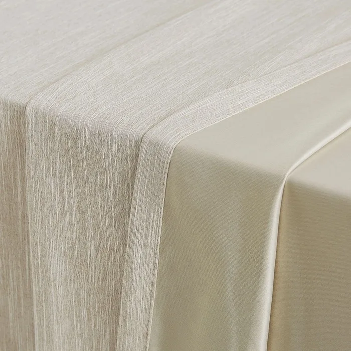 vertical striped blackout curtain fabric over a table