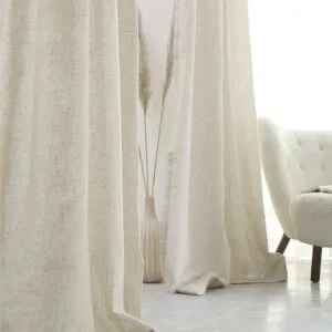 Natural-Look Polyester-Linen Blend Sheer Curtain