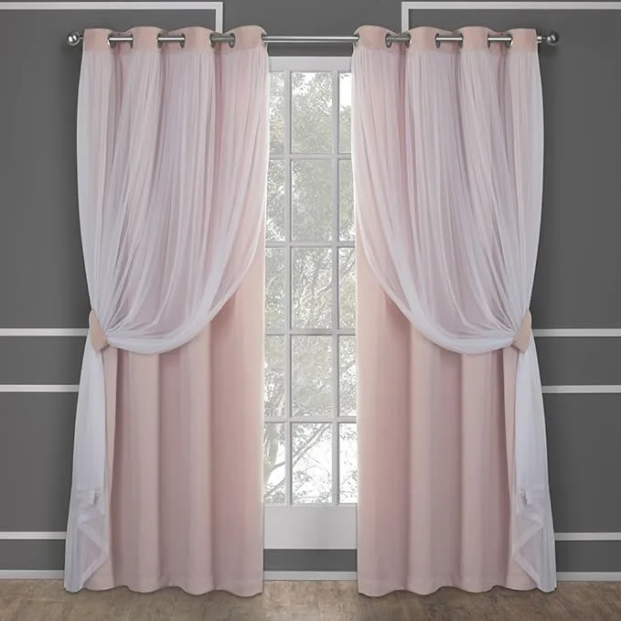 Solid Double-Layer Sheer and Blackout Curtain