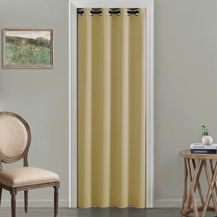 yellow grommet door curtain