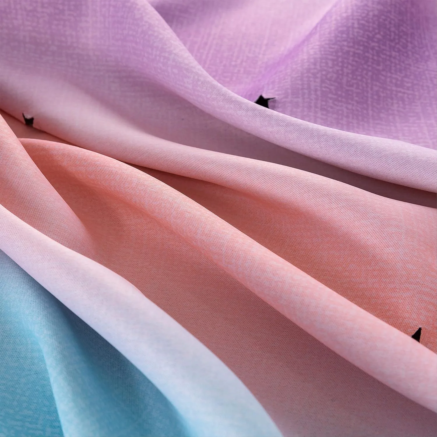 pink blue and purple star cut-out curtain fabric options