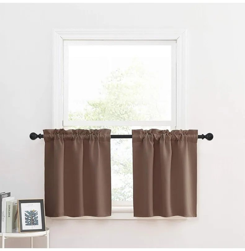 brown rod pocket kitchen curtain tier panels