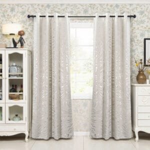 silver foil line pattern on blackout curtains