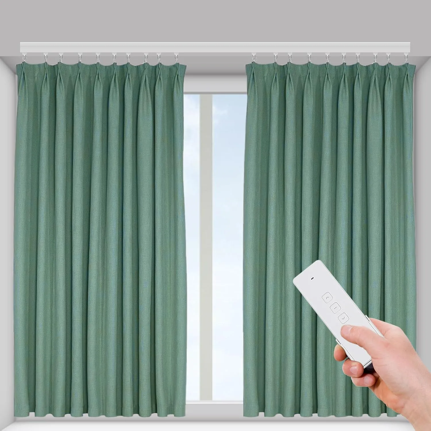 Motorized curtains operated by remote control in a smart home