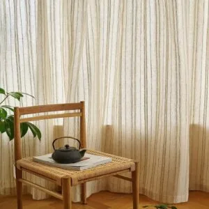 faux linen sheer curtain with vertical weave