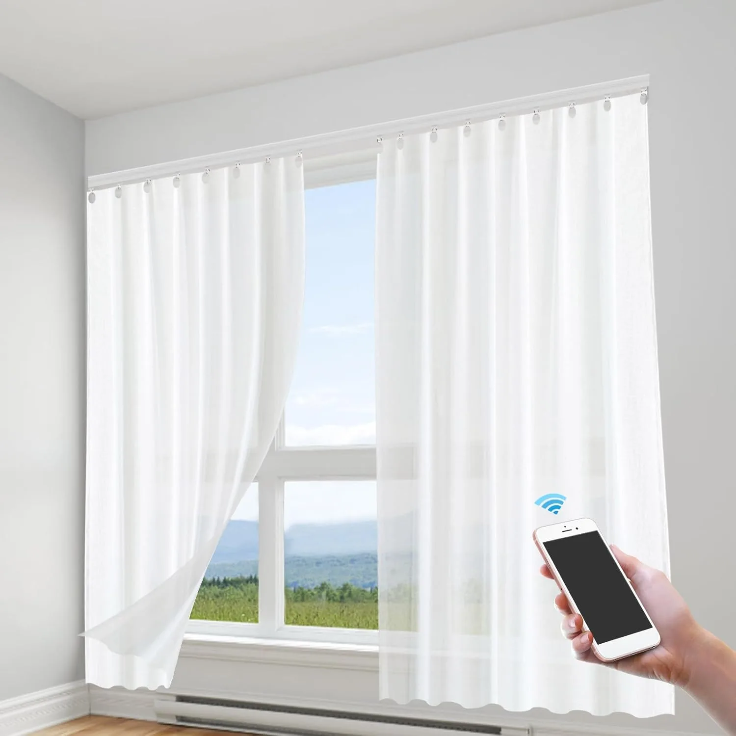 Automated curtain track system for hotels and residences