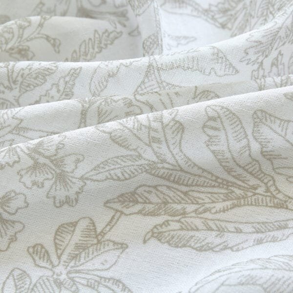botanical printed sheer curtain fabric detail