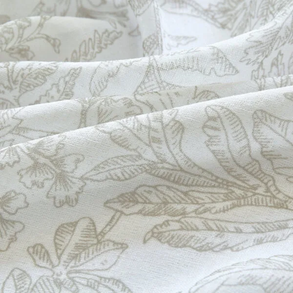 botanical printed sheer curtain fabric detail
