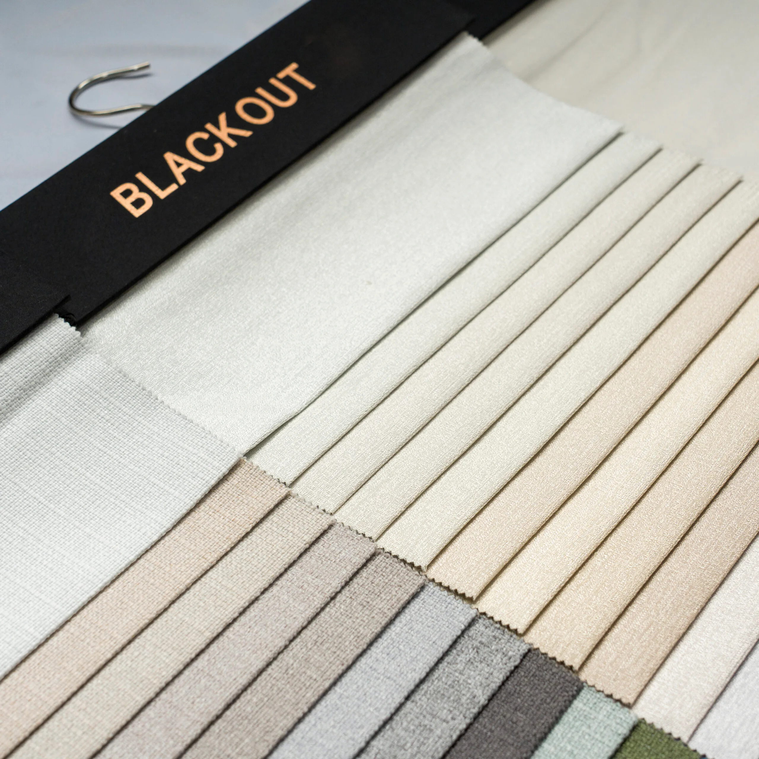 Fabric swatches and color samples for private label curtain production planning