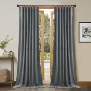 solid gray plain velvet curtains