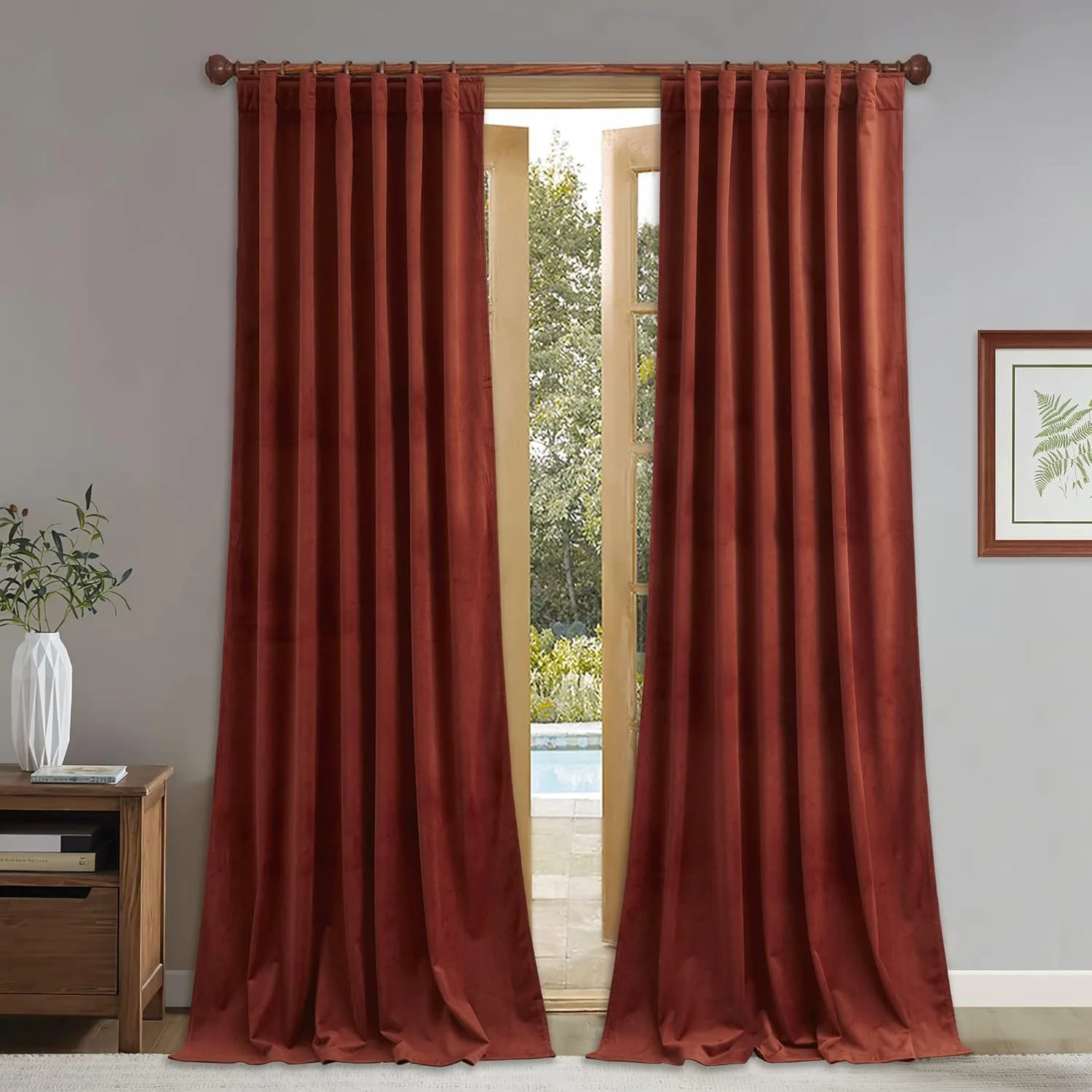 solid dark red plain velvet curtain
