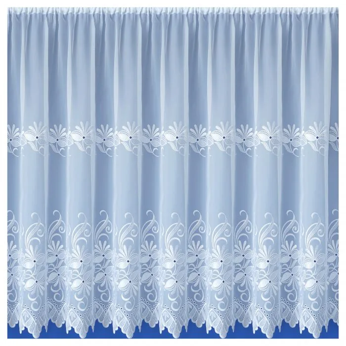 White voile curtain panel with smooth flat-woven structure showing soft daylight filtering