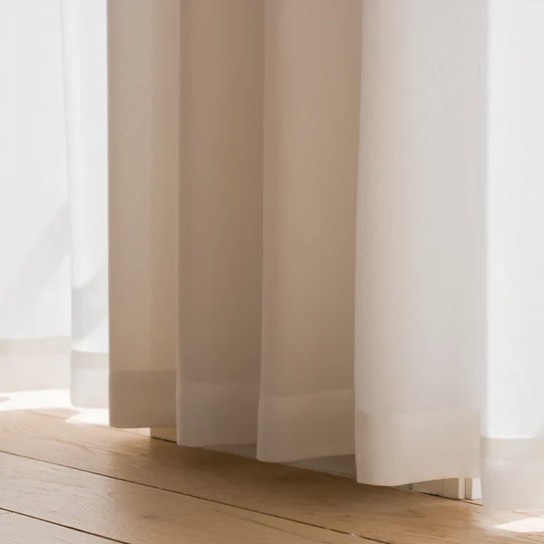 faux linen curtain stitched hem detail