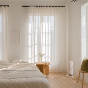 linen-look sheer curtain with lightweight drape
