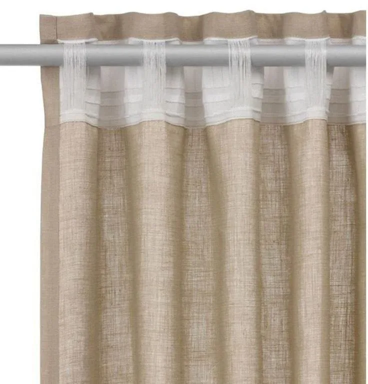 Back tab curtain showing clean front face with hidden rod-loop construction
