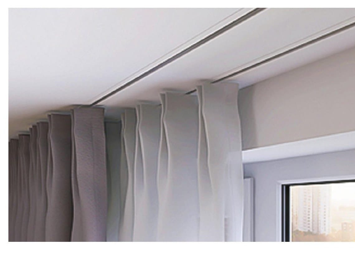 Hidden electric curtain track profile and accessories