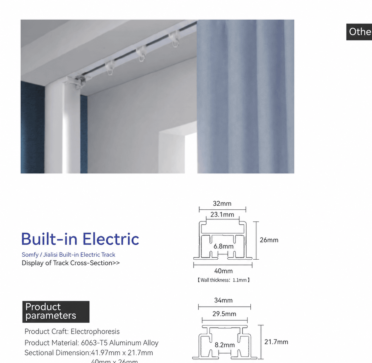 Built-in electric track profile and installation detail