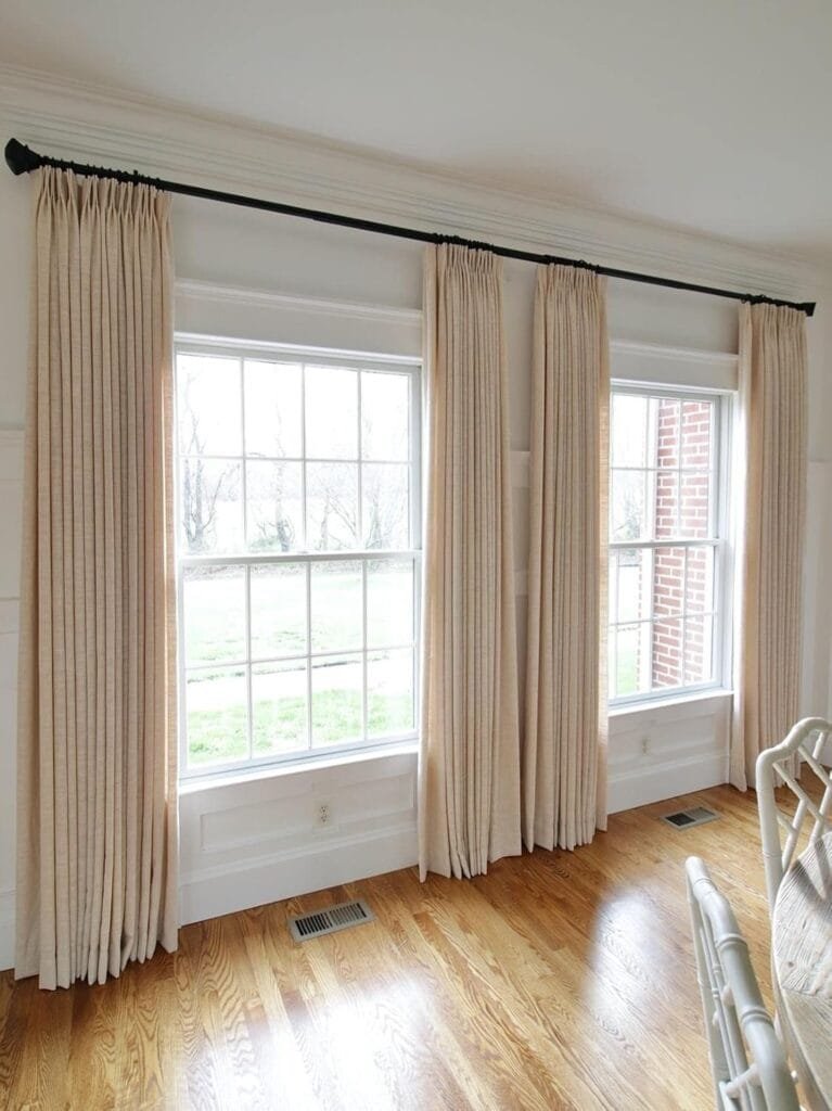 Installed curtains showing daylight at the sides and top of the window