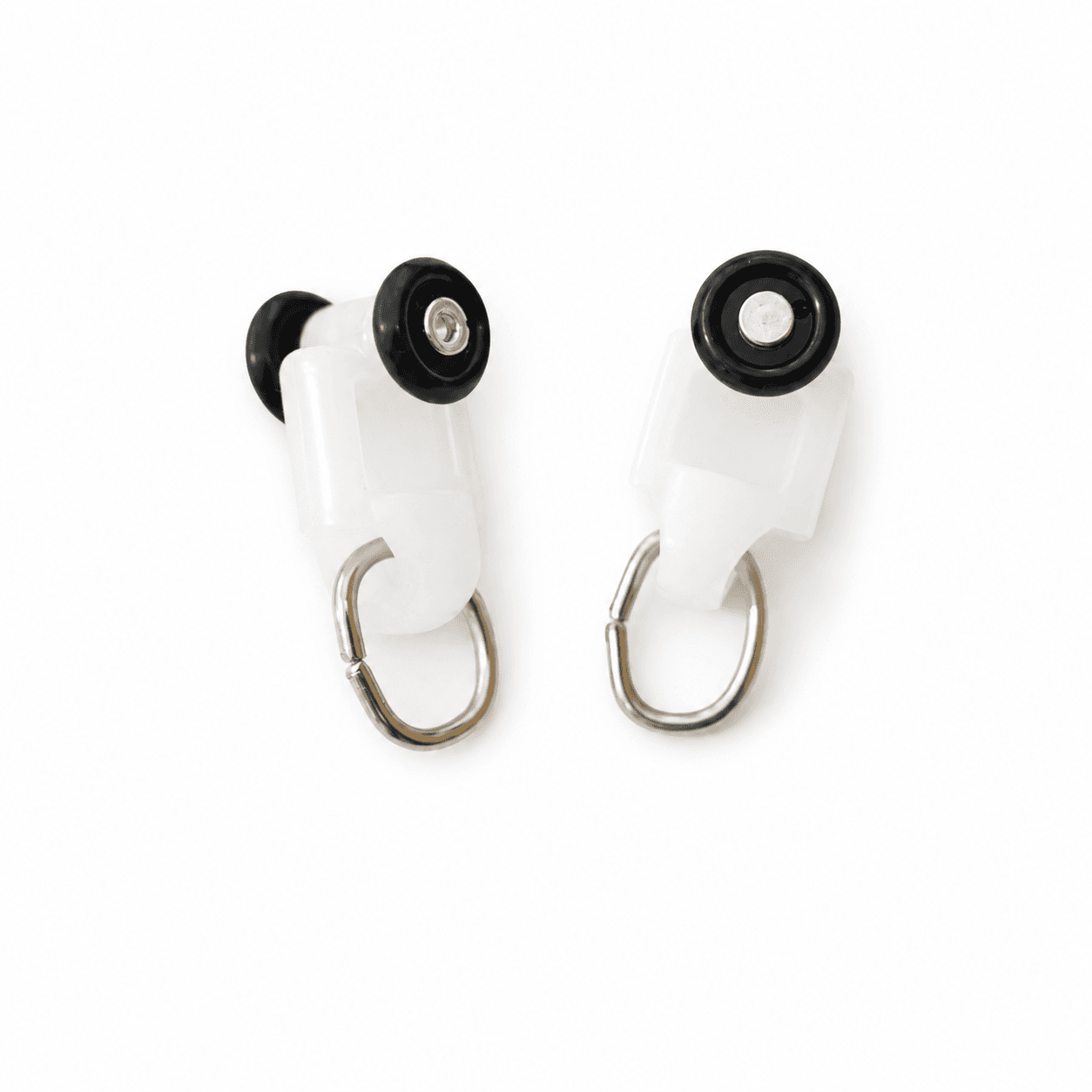 Curtain track runners with nylon wheels and metal rings