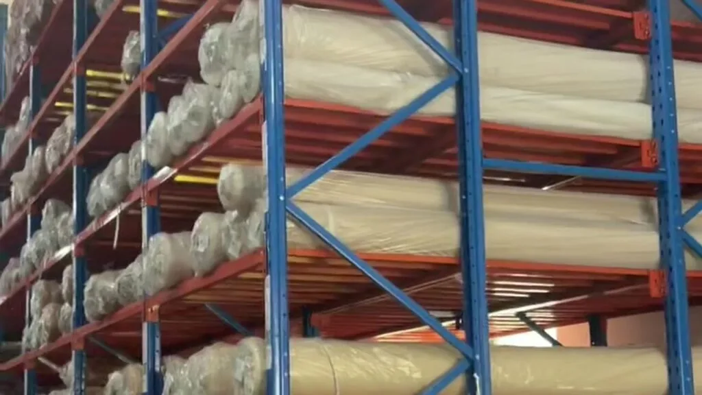 Fabric rolls stored for wholesale curtain fabric orders