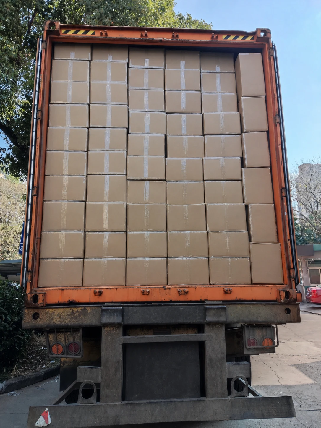 Real bulk curtain shipment loaded into an export container