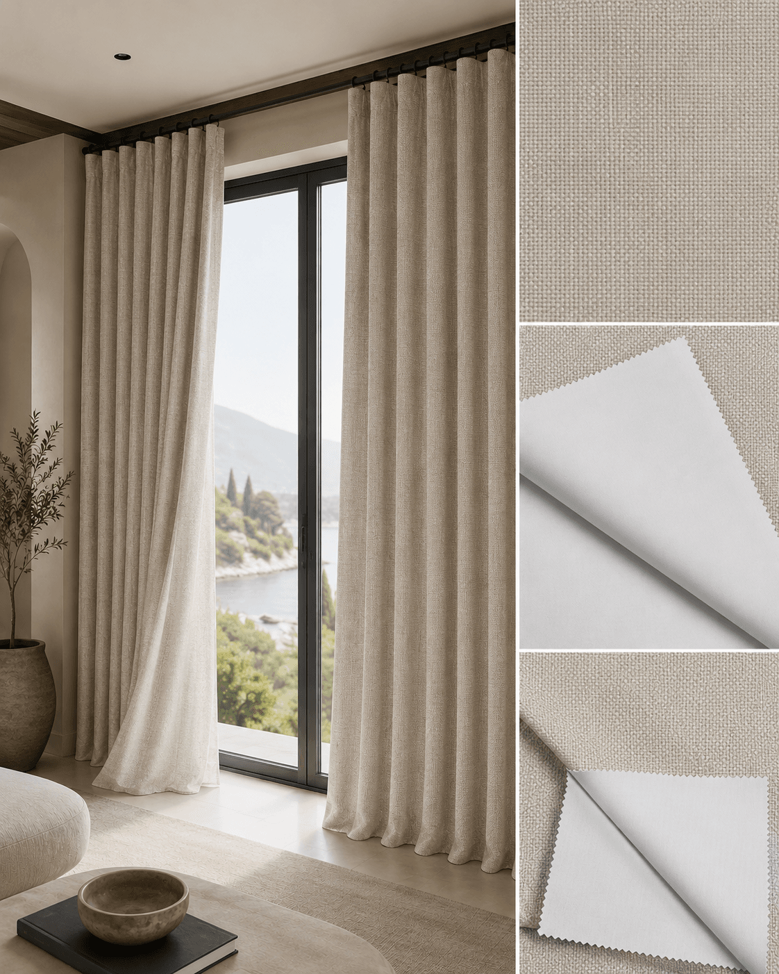 DR-26-33 100% blackout curtain fabric 285 GSM, texture 1