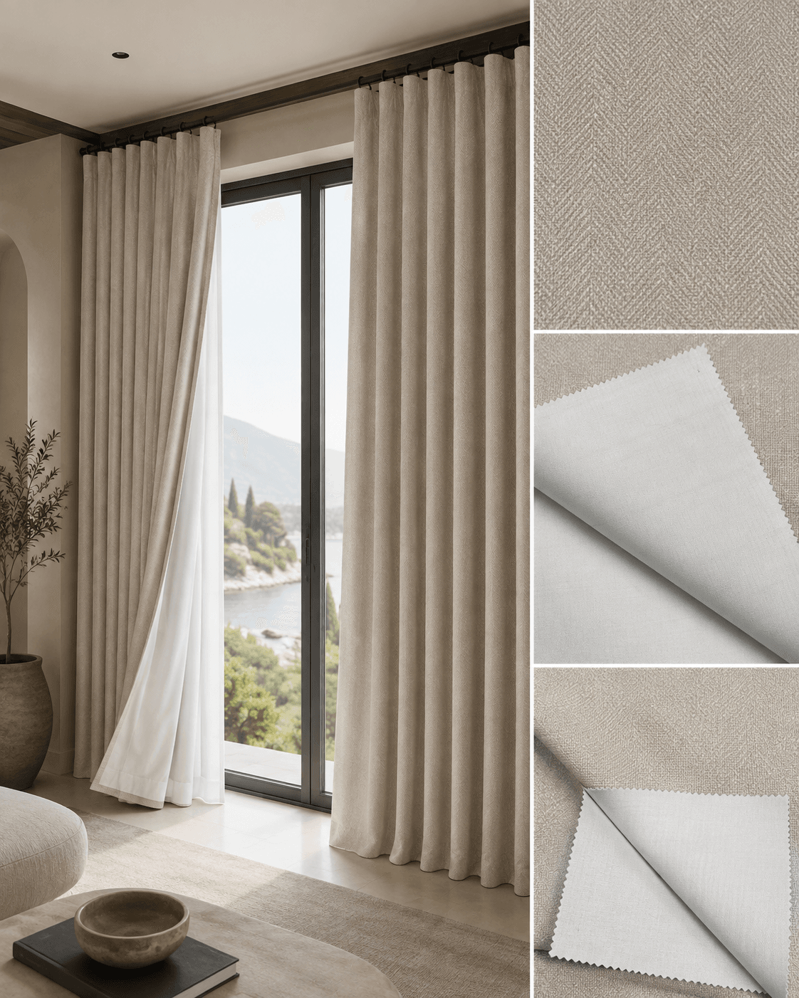 DR-26-33 100% blackout curtain fabric 285 GSM, texture 2