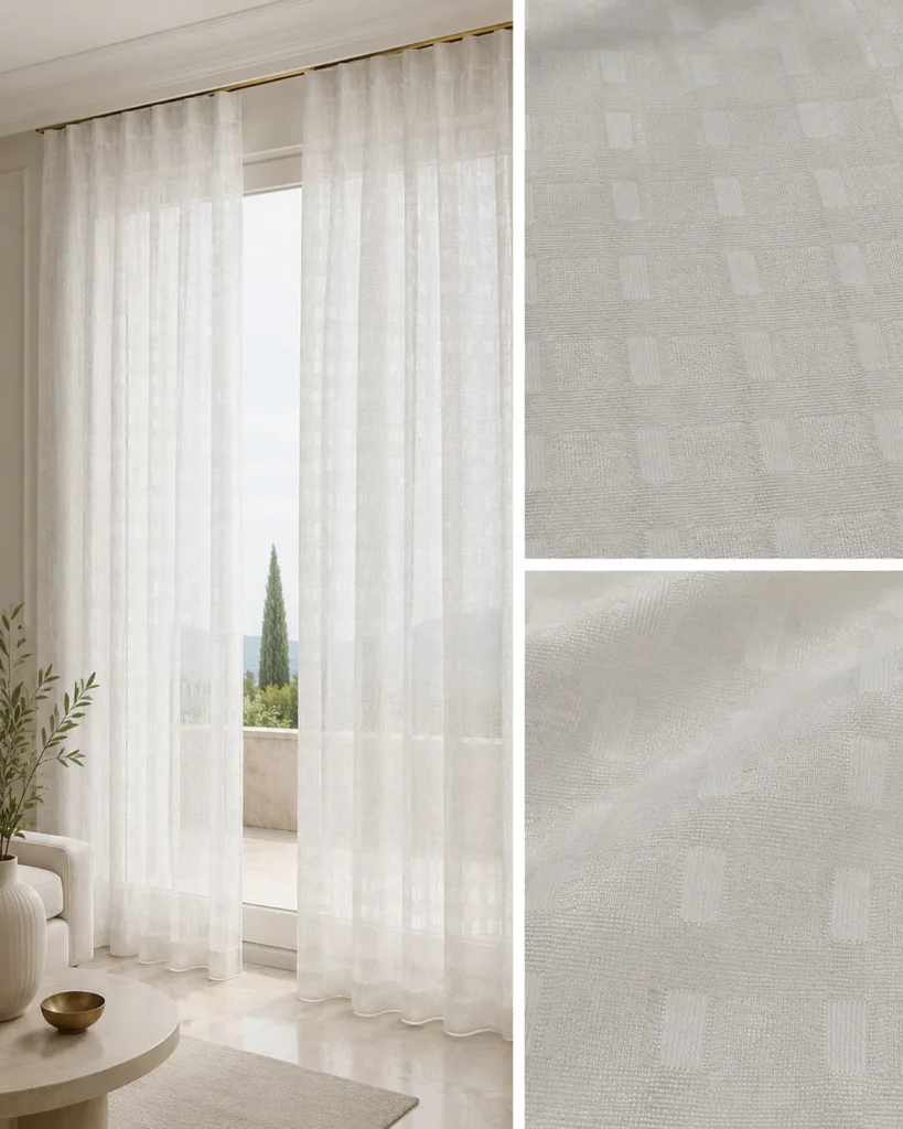 LD7717-1 sheer curtain fabric, 150 GSM, 300 cm wide