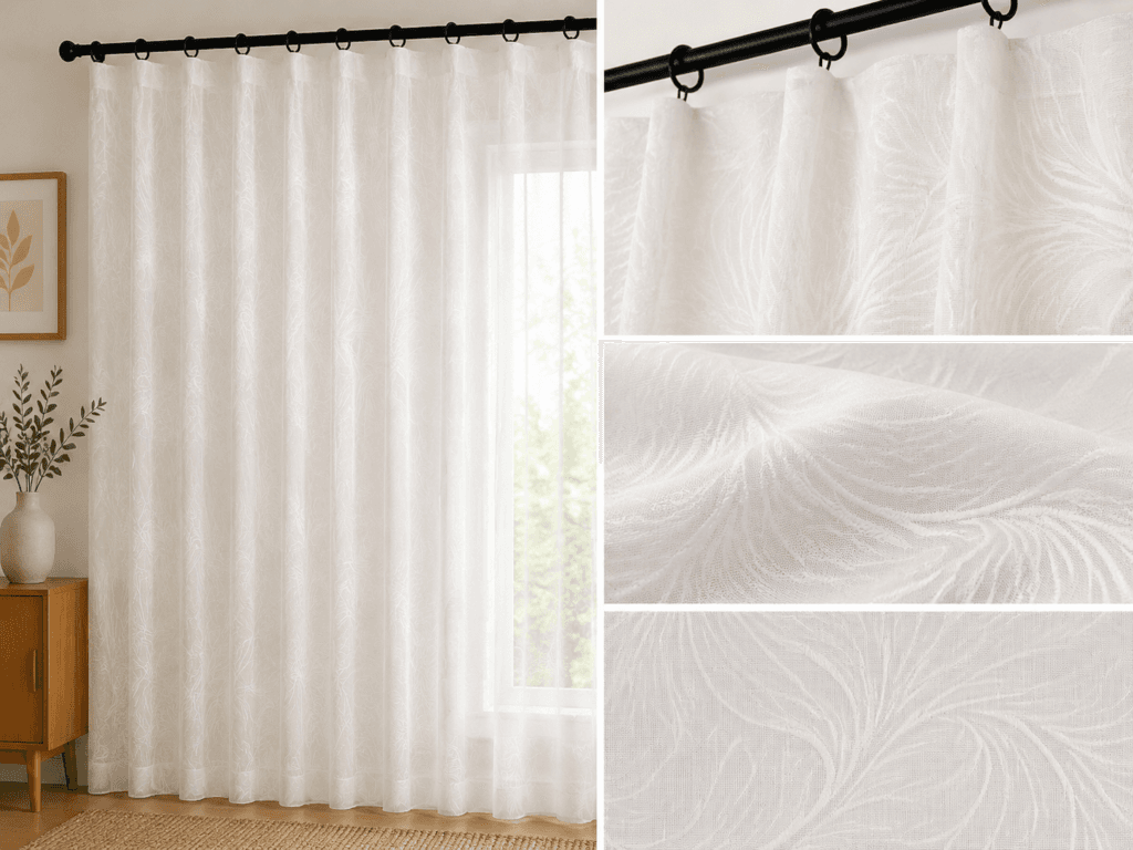 XZFS9-1 sheer curtain fabric 150 GSM, design 1