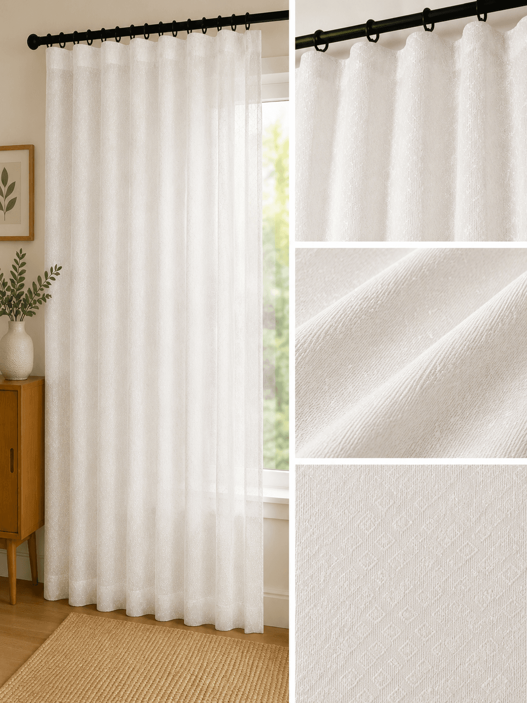 XZFS9-22 sheer curtain fabric 150 GSM, design 22